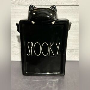 Rae Dunn Black Bat 'Spooky' Ceramic Plaque